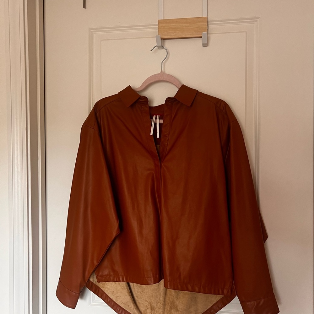 Anthropologie Brown Leather Jacket Relaxed Silhouette